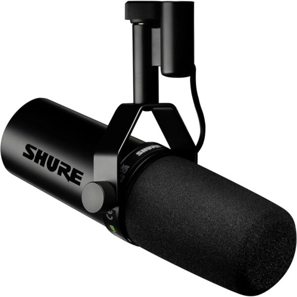 Shure SM7dB Dynamic Vocal Microphone w/Built-In Preamp for Streaming, Podcast, & Recording, Wide-Range Frequency, Warm & Smooth Sound, Rugged Construction, Detachable Windscreen – Black